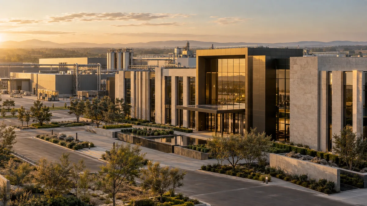 Industrial headquarters adjoining an established manufacturing campus