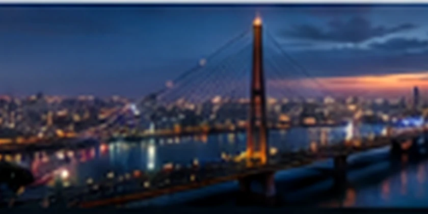 Bridge and city infrastructure at dusk