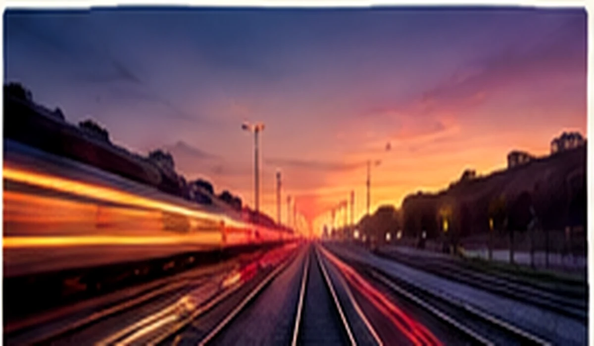 Rail corridor at dusk representing controlled forward movement